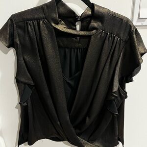 Elegant Olive Black and Gold Women's Top